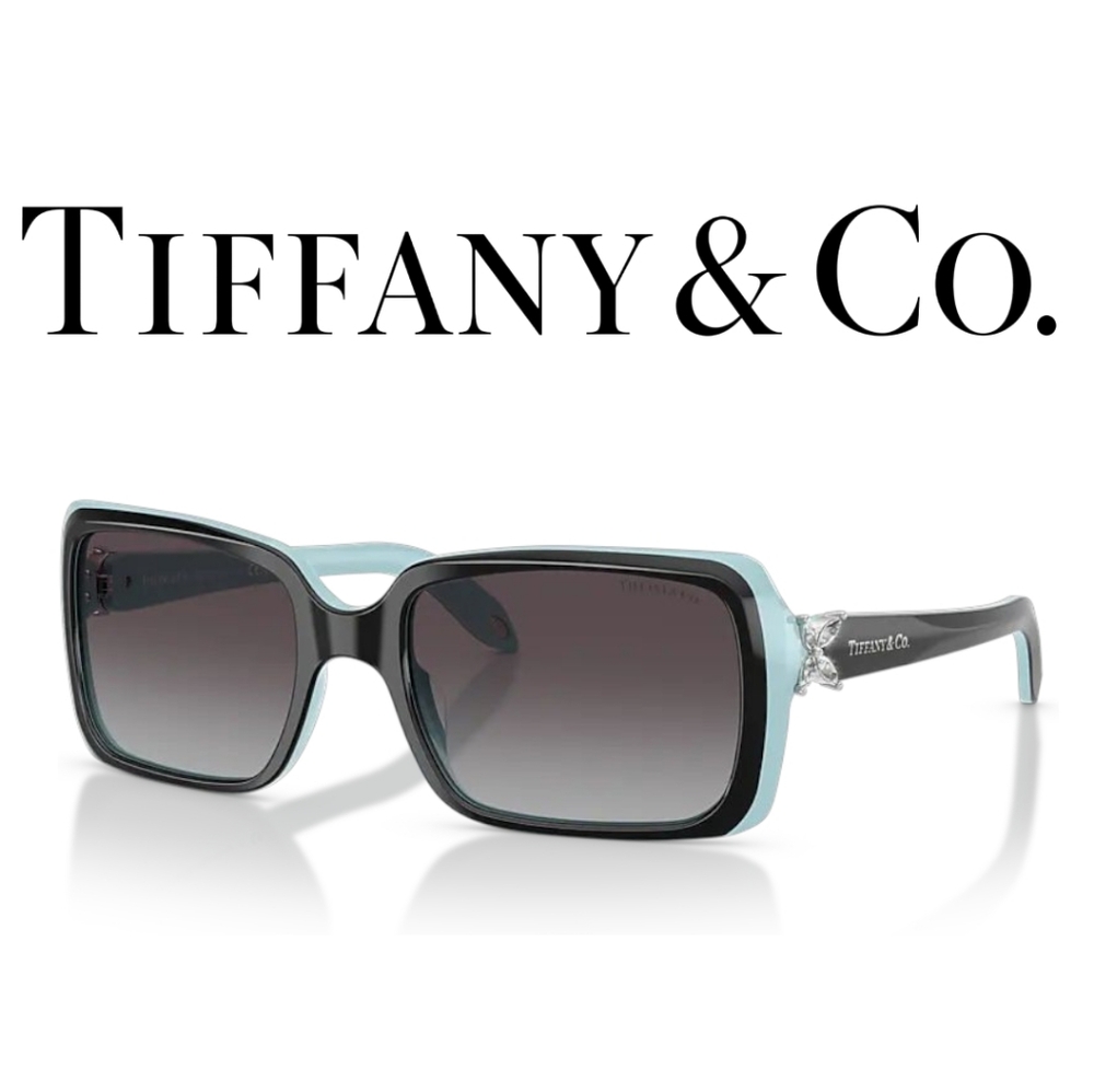 BNIB Tiffany & Co. 80553C Rectangle Sunglasses Top Black Azure PRESCIPTION - Picture 1 of 16